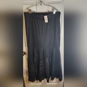 Torrid Black Fit And Flare Embroidered Maxi Skirt